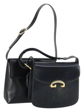 GUCCI Shoulder Bag Leather 2 Set Black